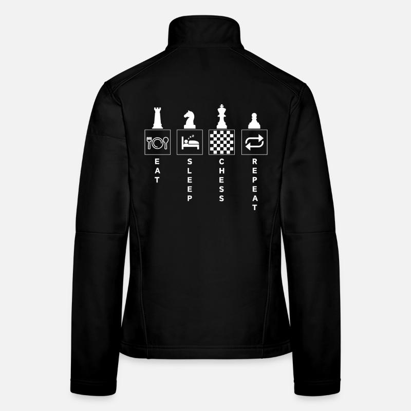 Funny Chess Quote Eat Sleep Repeat Women's Softshell Jacket