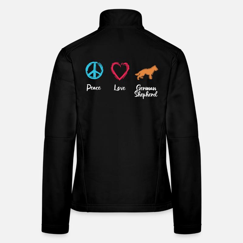 Chien de berger Peace Love Veste en tissu softshell Femme