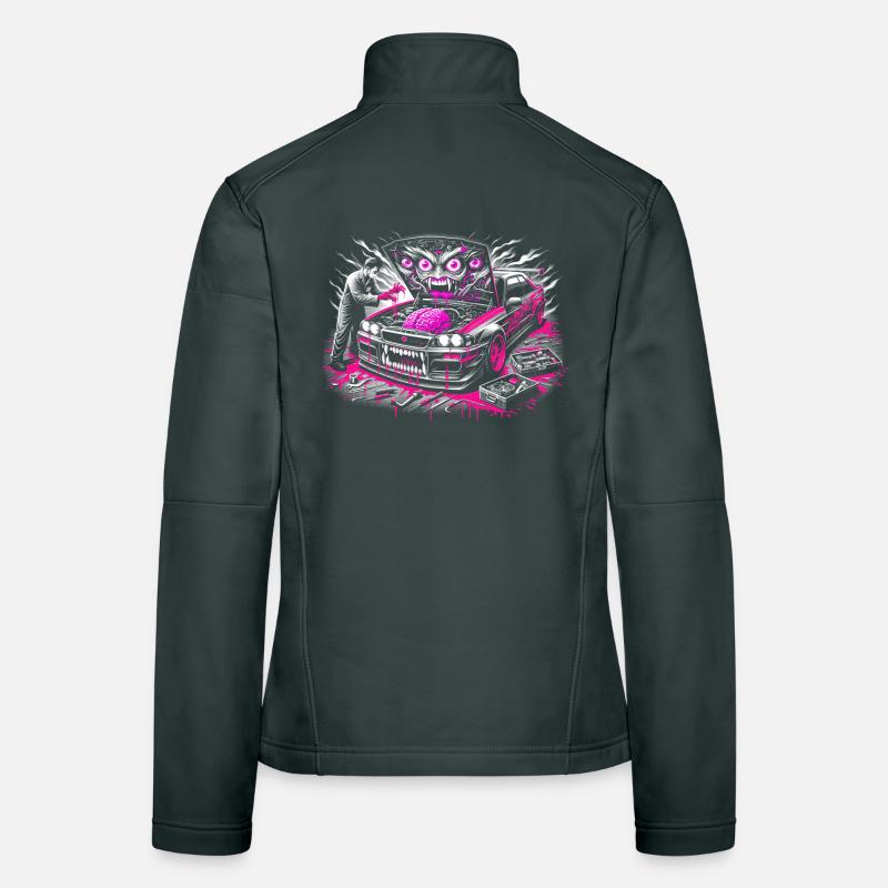 Neon Monster Auto Graffiti Design Frauen Softshelljacke