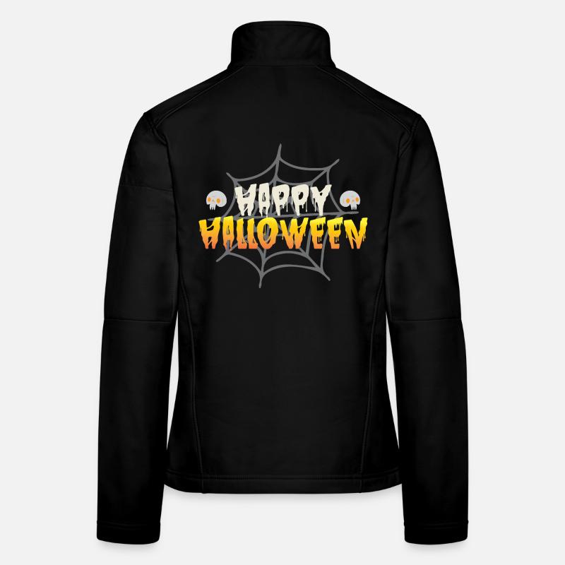 Happy Halloween with spider web and skull Women's Softshell Jacket