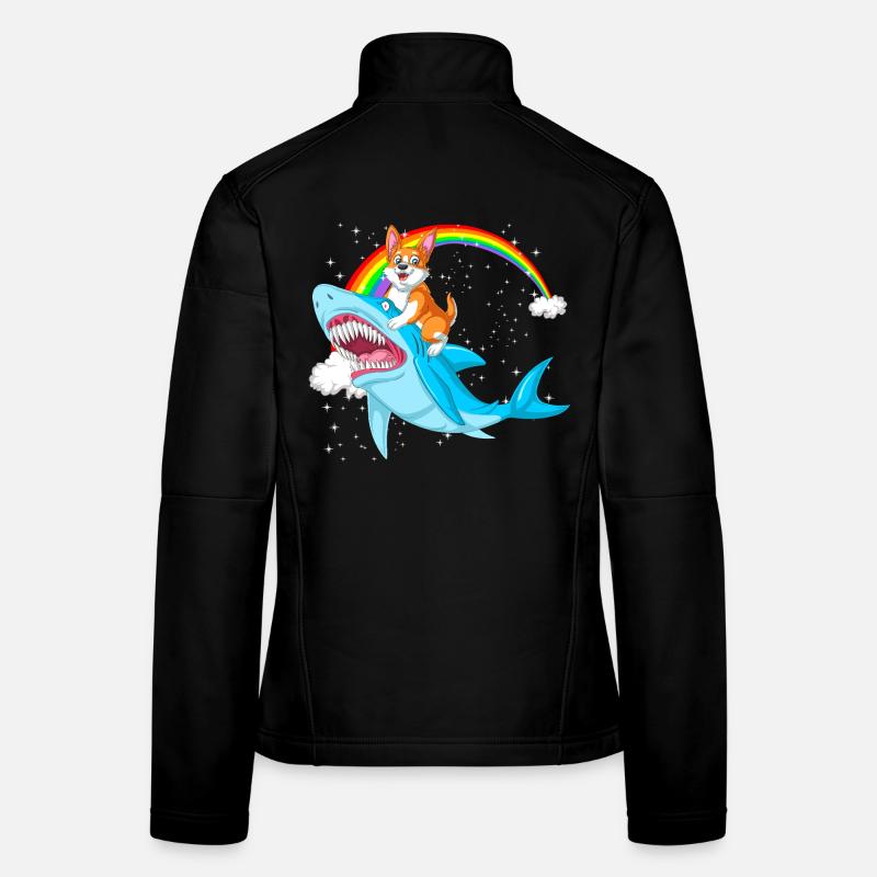Corgi chevauchant un requin - Conception de chien surréaliste drôle Veste en tissu softshell Femme