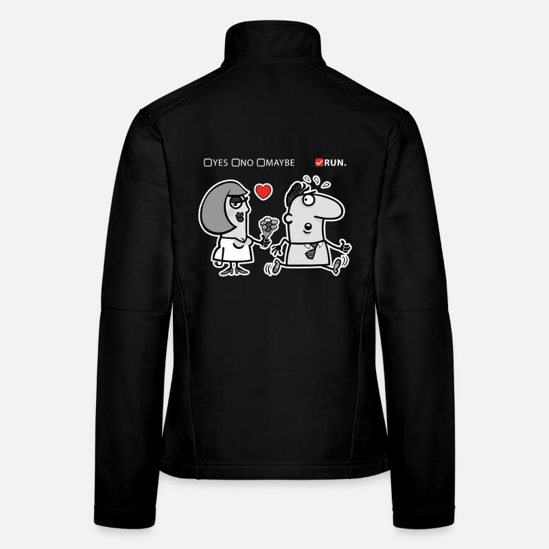 Amour ou Fuite – Humour Décalé (Version Sombre) Veste en tissu softshell Femme
