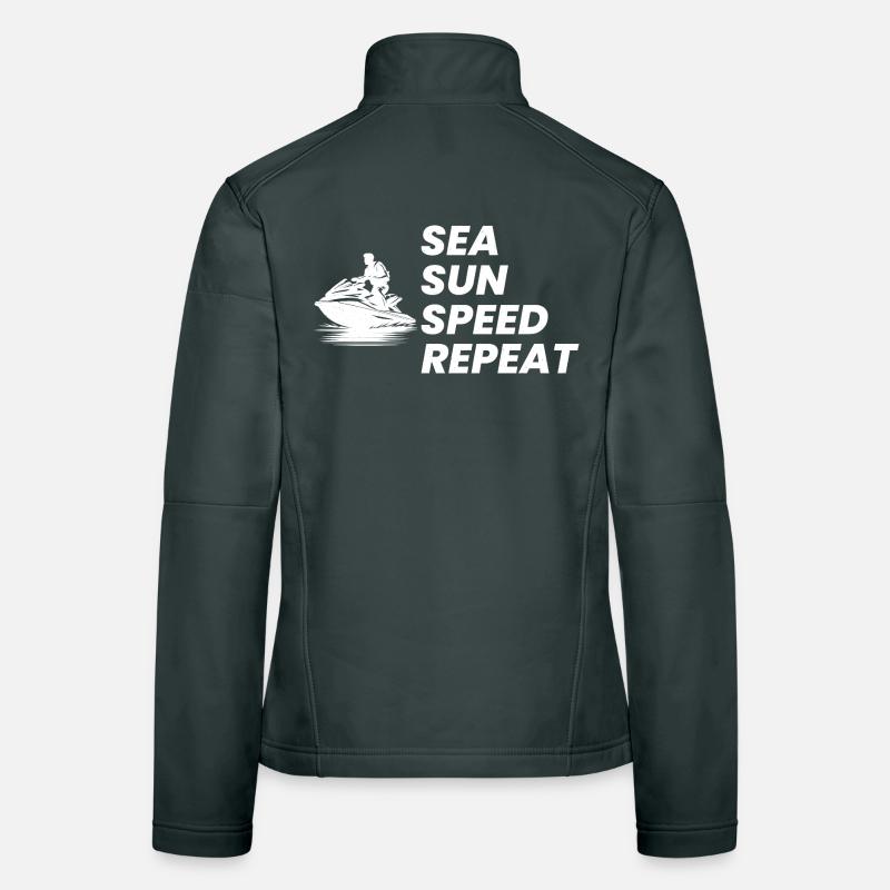 Funny Jet Ski Summer Speed Repeat  Women's Softshell Jacket