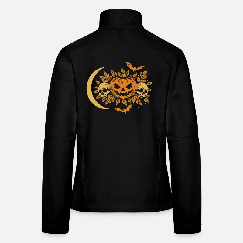 Halloween pumpkin with skulls and moon Women's Softshell Jacket