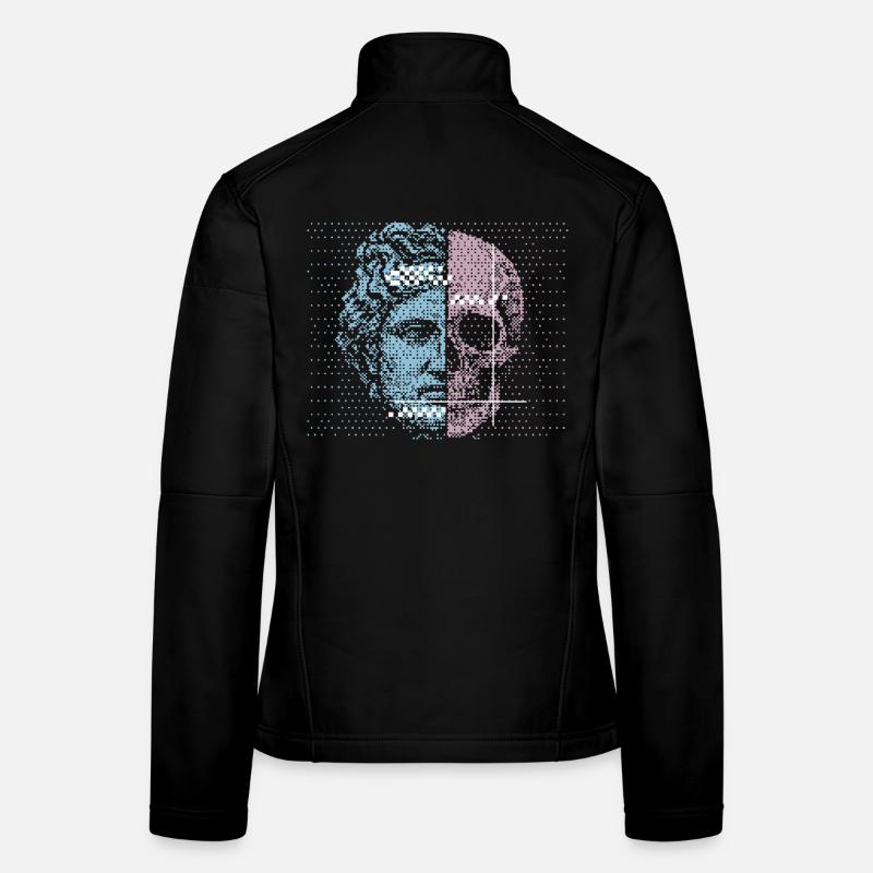 Digital Split Ancient Face Skull Art Design Women's Softshell Jacket