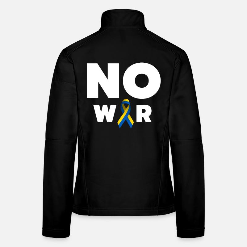 Texte « Pas de guerre » avec ruban de solidarité ukrainien Veste en tissu softshell Femme