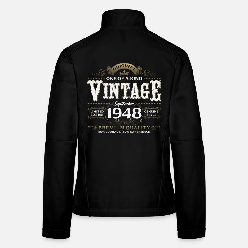 77e anniversaire Millésime Septembre Année de naissance 1948 Veste en tissu softshell Femme