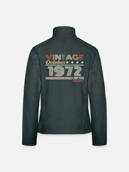 Octobre 1972 rétro anniversaire 1972 Octobre 1972  - Veste en tissu softshell Femme - noir - Dos
