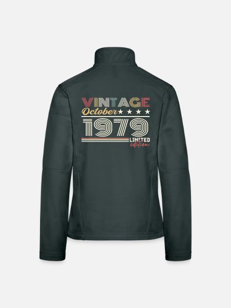 Octobre 1979 rétro anniversaire 1979 Octobre 1979  - Veste en tissu softshell Femme -  - Dos