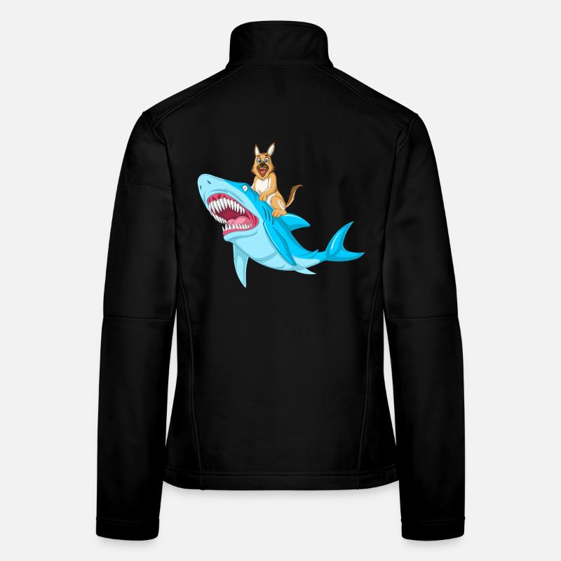 German Shepherd Shark Ride Women's Softshell Jacket