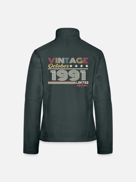 Octobre 1991 rétro anniversaire 1991 Octobre 1991  - Veste en tissu softshell Femme - noir - Dos