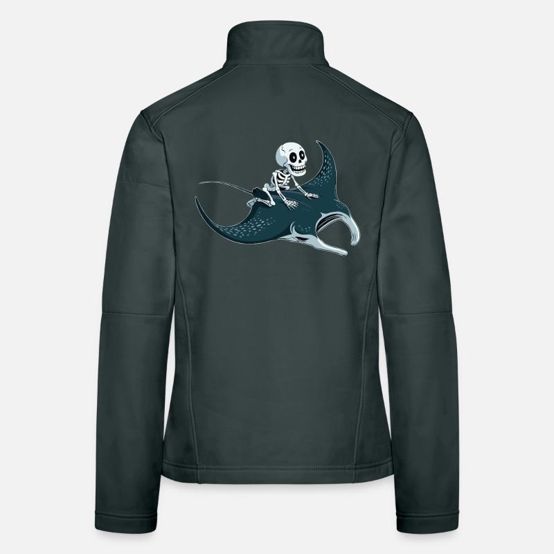 Skeleton on manta ray Women's Softshell Jacket