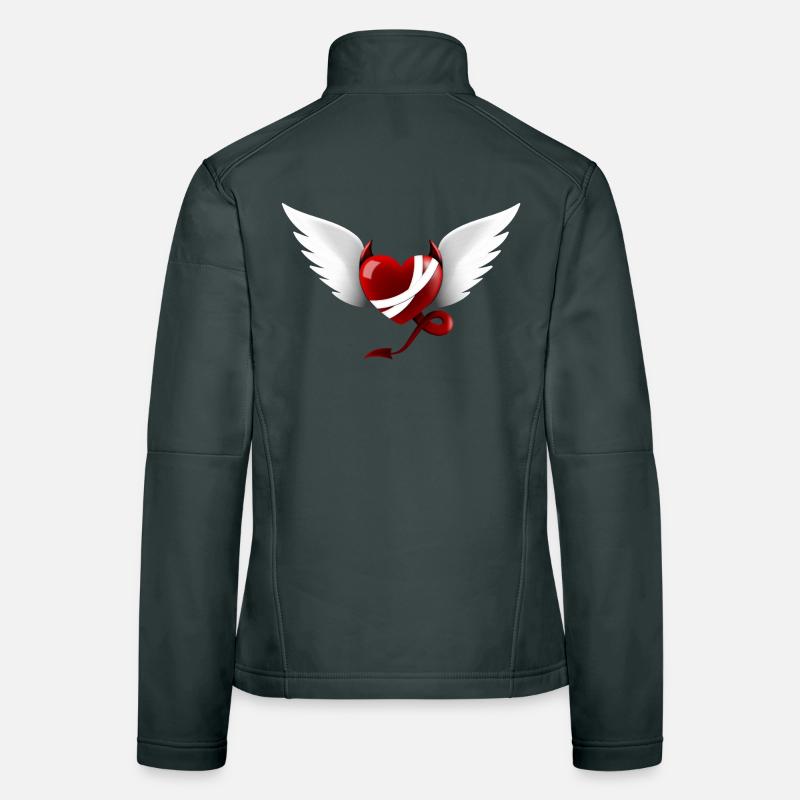 Heart Devil Angel Design Gift Women's Softshell Jacket