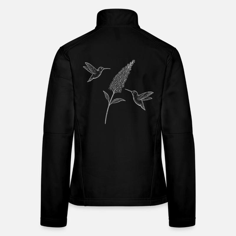 Kolibris mit Blume Boho Cottagecore Frauen Softshelljacke