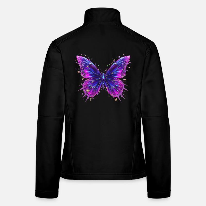 3D Kristall-Schmetterling – Chromeffekt Frauen Softshelljacke