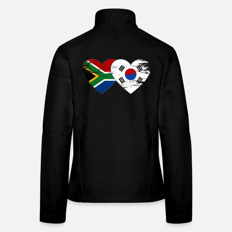 Afrique du Sud Drapeau de la Corée du Sud Coeur Veste en tissu softshell Femme