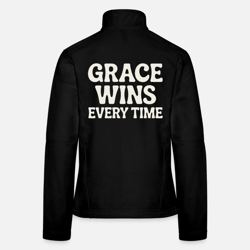 Jésus Foi Chrétienne La Grâce gagne à chaque fois Veste en tissu softshell Femme