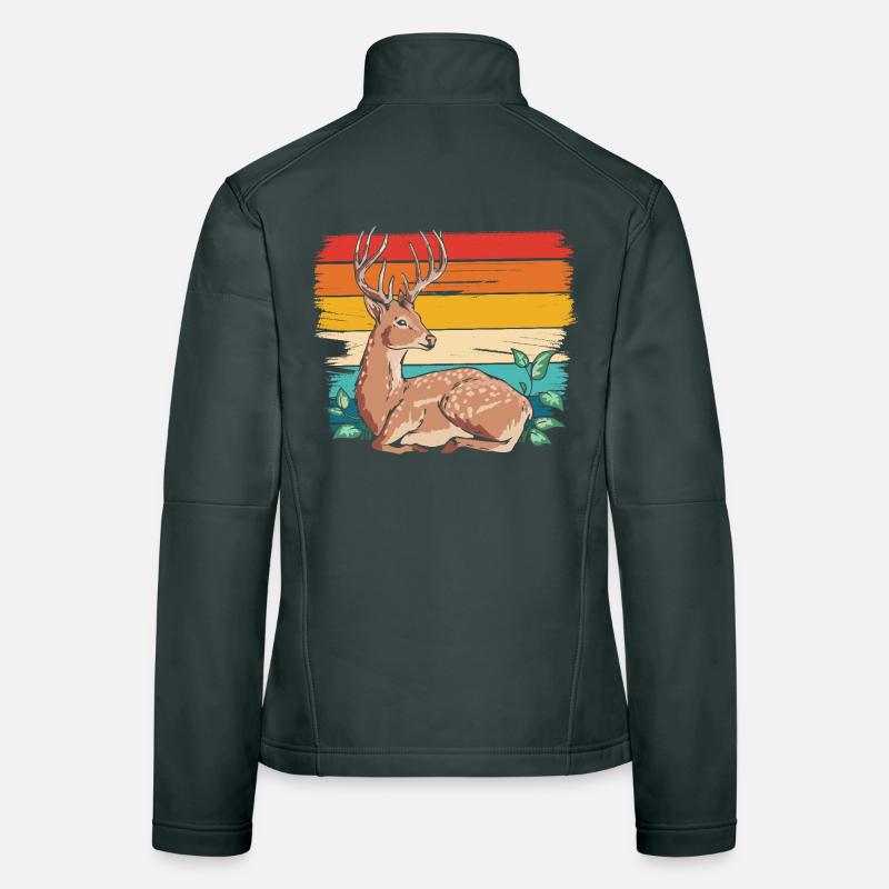 Cerf dans un style rétro Veste en tissu softshell Femme