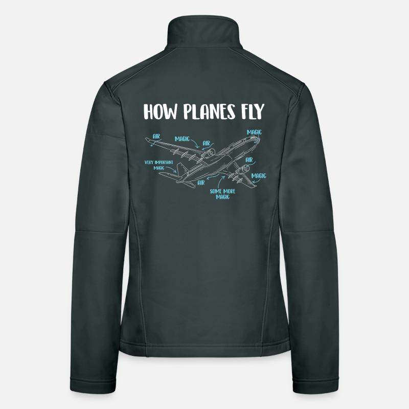 How Planes Fly Bold Aviation Engineer Humor Women's Softshell Jacket
