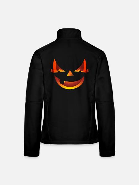 grim cool Halloween pumpkin cats motif outfit - Women's Softshell Jacket - black - Back