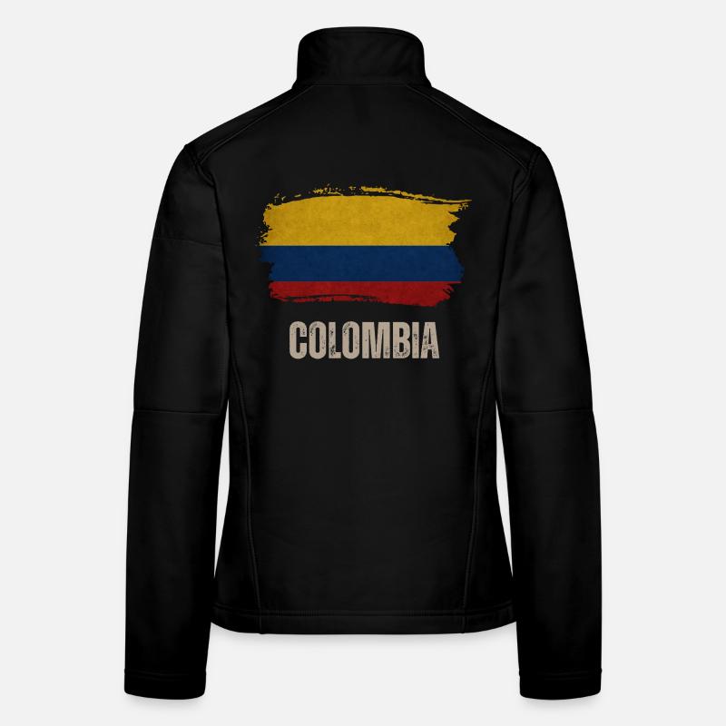 Vintage Colombie, drapeau de la Colombie Veste en tissu softshell Femme