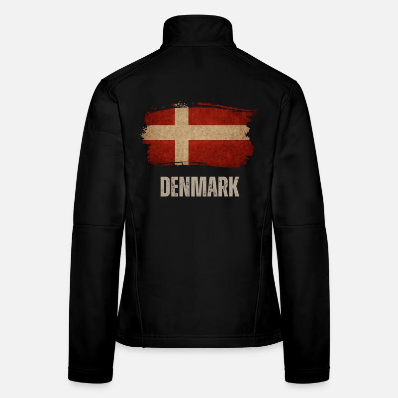 Vintage Denmark, Denmark flag Women's Softshell Jacket