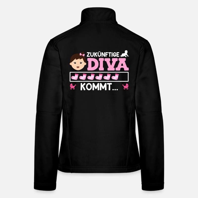 Bientôt Maman FUTURE DIVA ARRIVE Drôle Veste en tissu softshell Femme