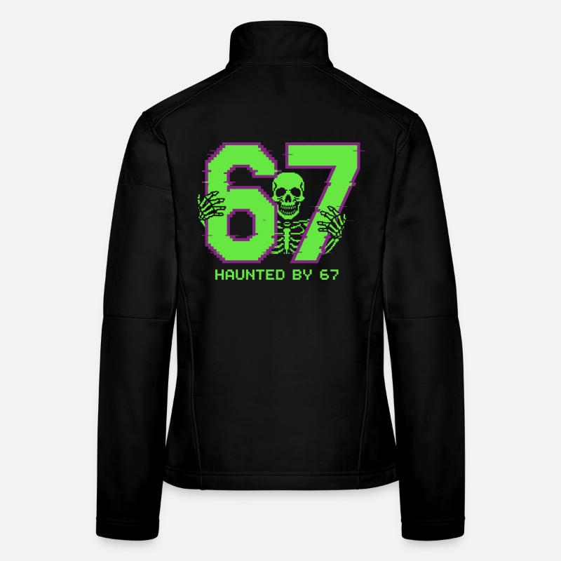 Six Seven Meme Haunted by 67 Retro Pixel Frauen Softshelljacke