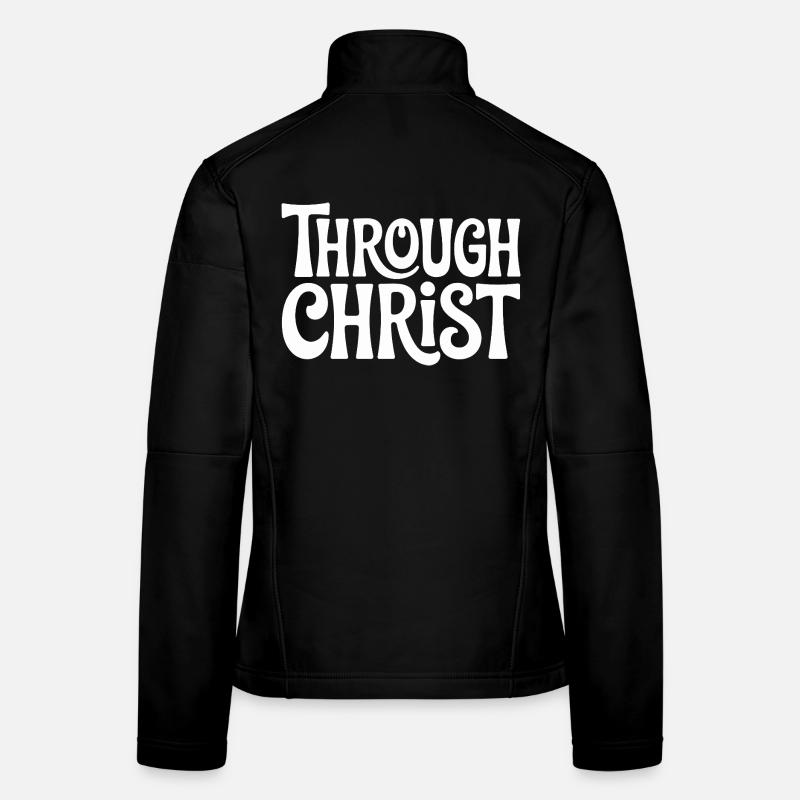 Par le Christ Jésus Chrétiens Foi Veste en tissu softshell Femme