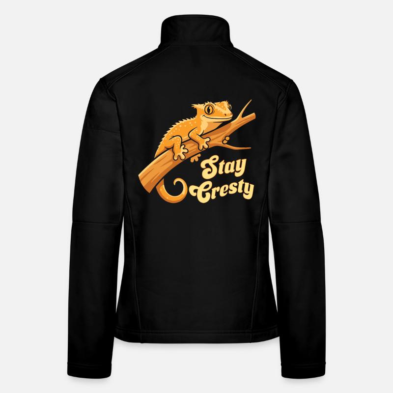 Schopfgecko Reptil Humor Eidechse Frauen Softshelljacke