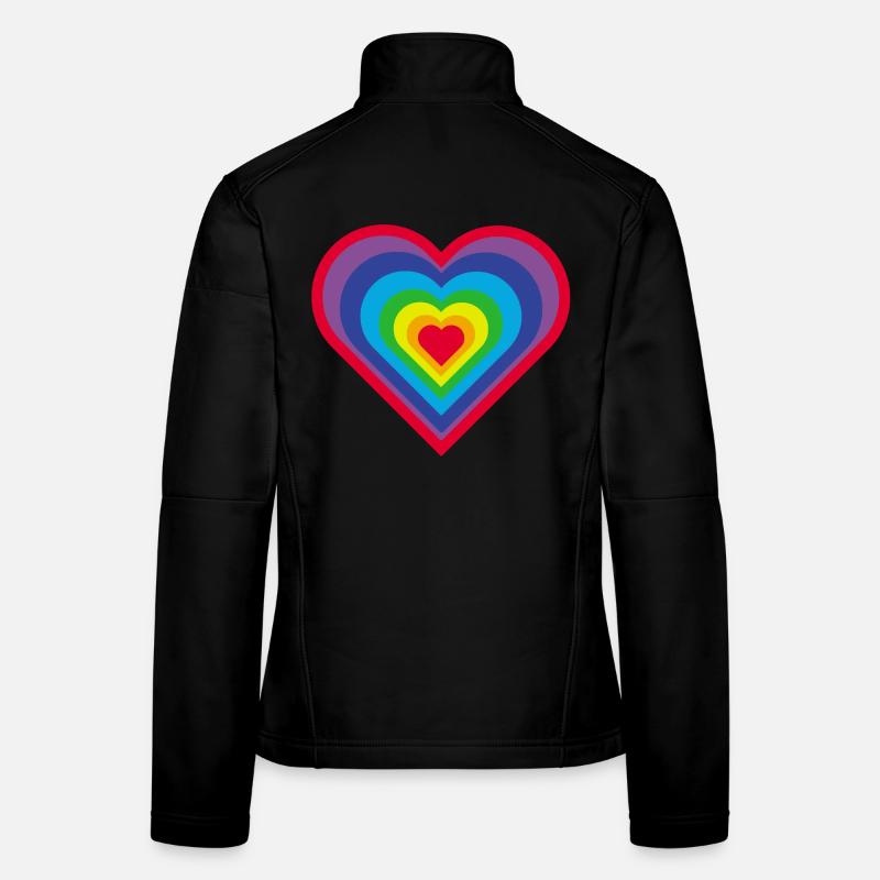 Cœur arc-en-ciel Veste en tissu softshell Femme