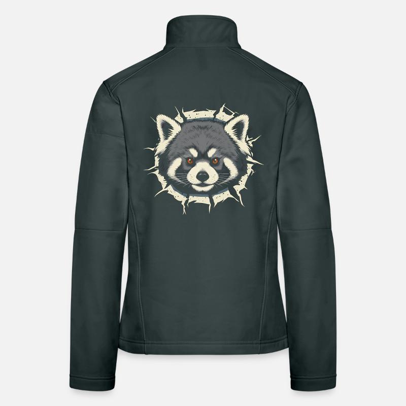 Cute Red Panda Peeking Out Crack Women's Softshell Jacket