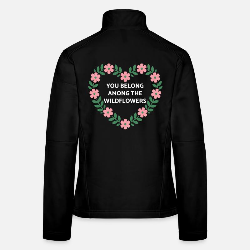 Message de cœur de fleur sauvage Veste en tissu softshell Femme