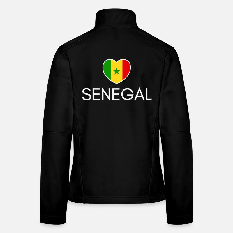 Cœur avec drapeau sénégalais, fierté sénégalaise Veste en tissu softshell Femme