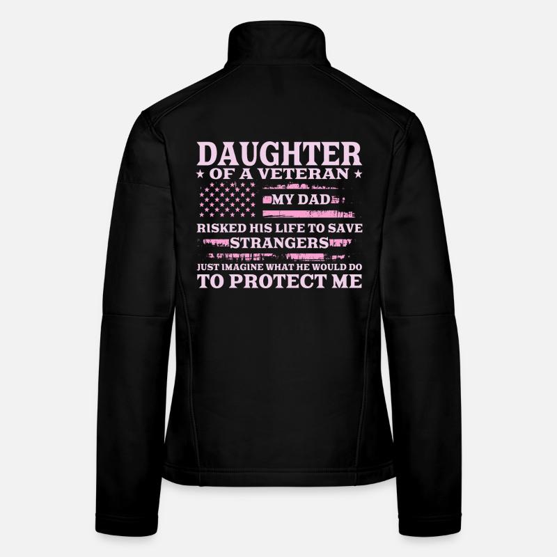 Fille d’un vétéran du drapeau américain avec un design rose Veste en tissu softshell Femme