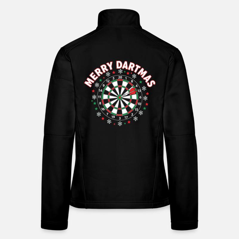 Joyeux Dartmas, fléchettes drôles qui disent Noël Veste en tissu softshell Femme