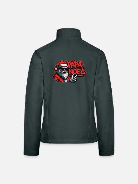 Père Noël Street Art Paix - Veste en tissu softshell Femme - noir - Dos