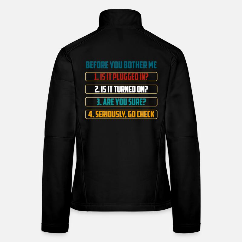 Bevor du mich störst, Technik-Checks - Frauen Softshelljacke - Schwarz