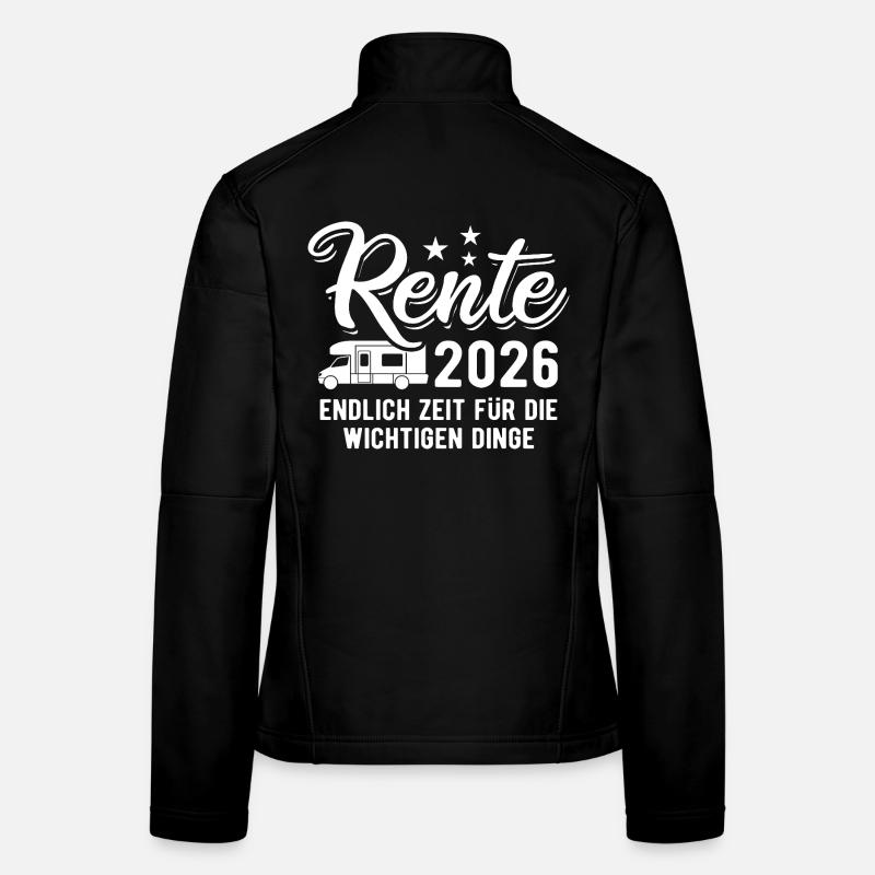 Rente 2026 - Endlich Zeit | Camper | Pension - Frauen Softshelljacke - Schwarz