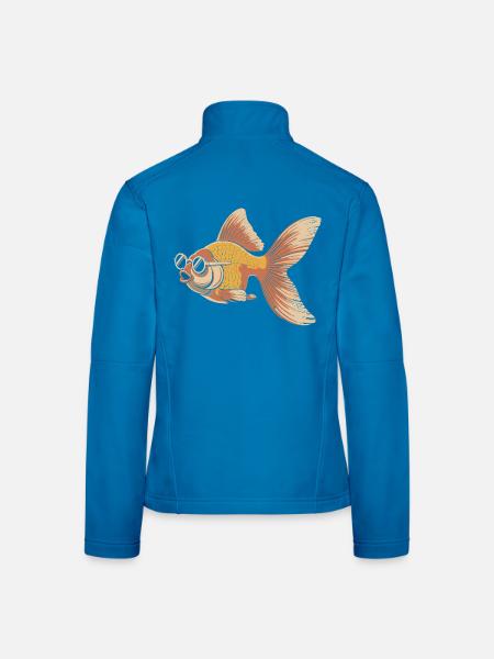 Goldfish with Glasses Retro - Women's Softshell Jacket - black - Back
