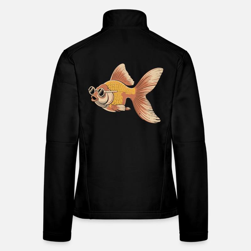Goldfisch mit Brille Retro Frauen Softshelljacke