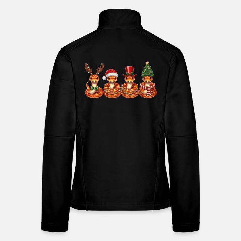 Corn Snake Santa Claus Christmas Lights - Women's Softshell Jacket - black
