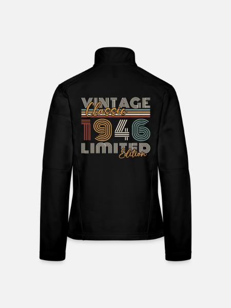 1946 Vintage Rétro Cadeau D'anniversaire - Veste en tissu softshell Femme - noir - Dos