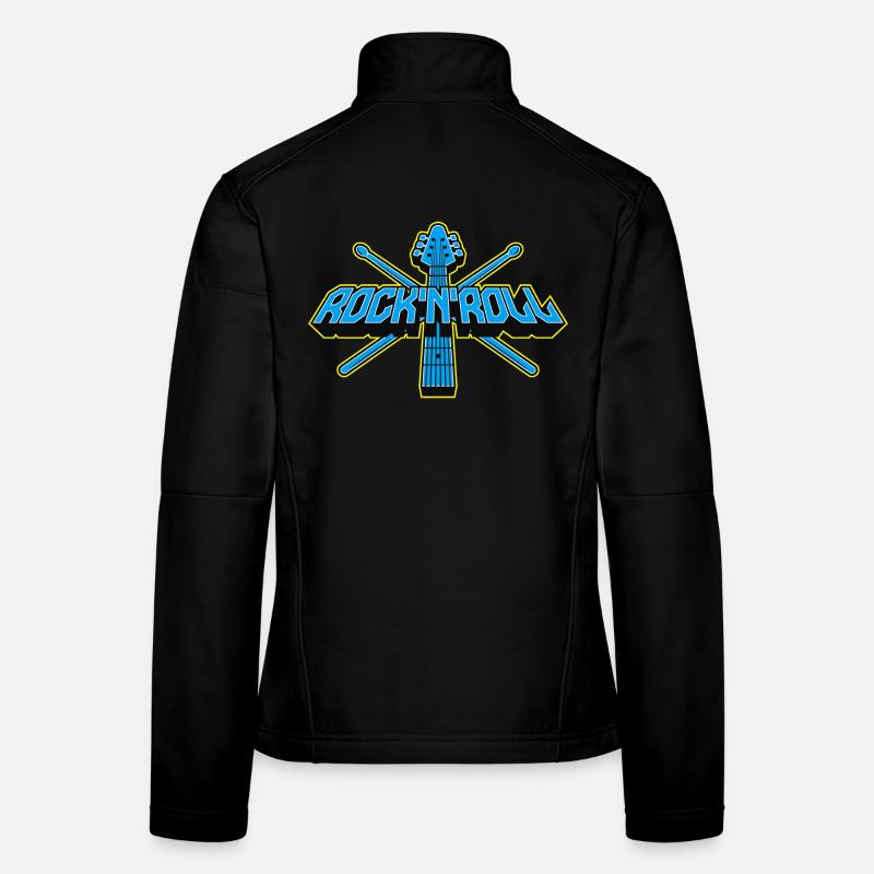 Rock'n'Roll-Gitarre und Drumsticks 3D-Logo Frauen Softshelljacke