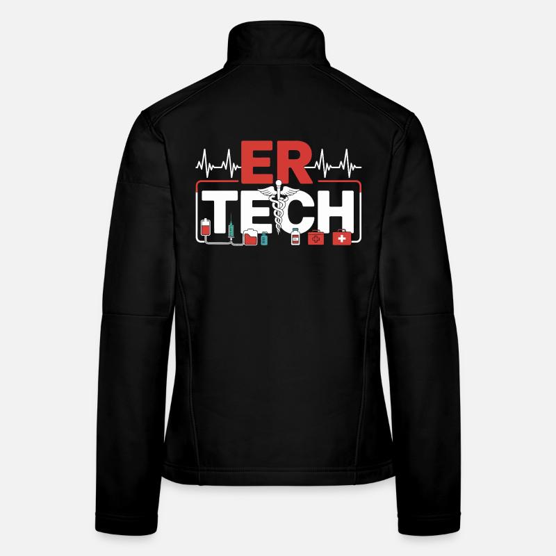 Motif d’icônes technologiques d’urgence Veste en tissu softshell Femme