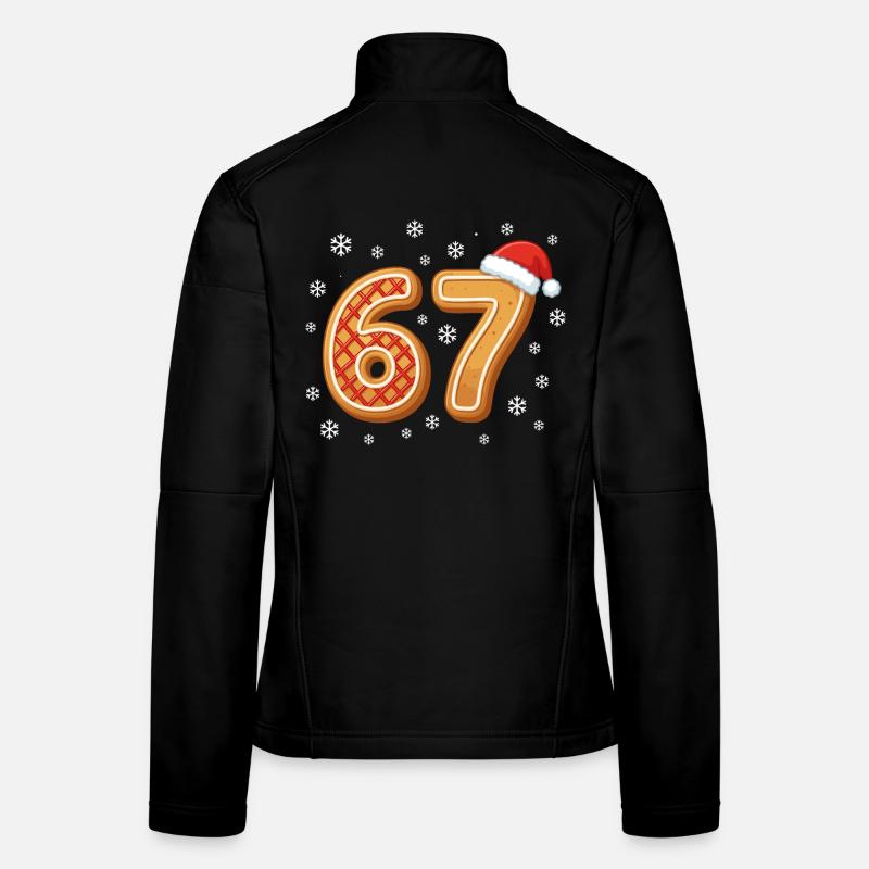 67 Noël Drôle de Noël Gingerbread 6 7 Mème du Père Noël Veste en tissu softshell Femme