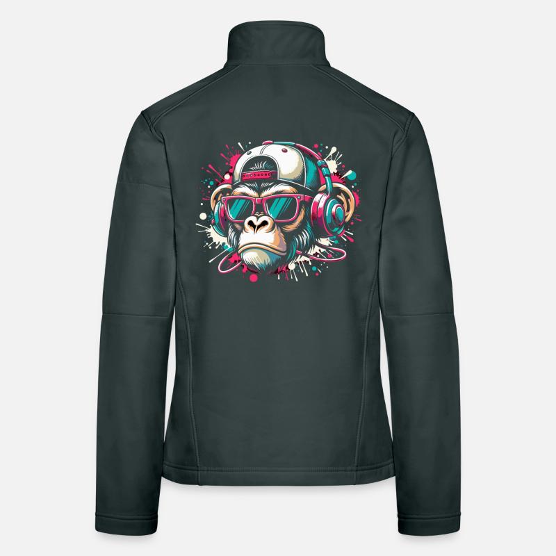 Cool monkey with sunglasses and beats Women's Softshell Jacket