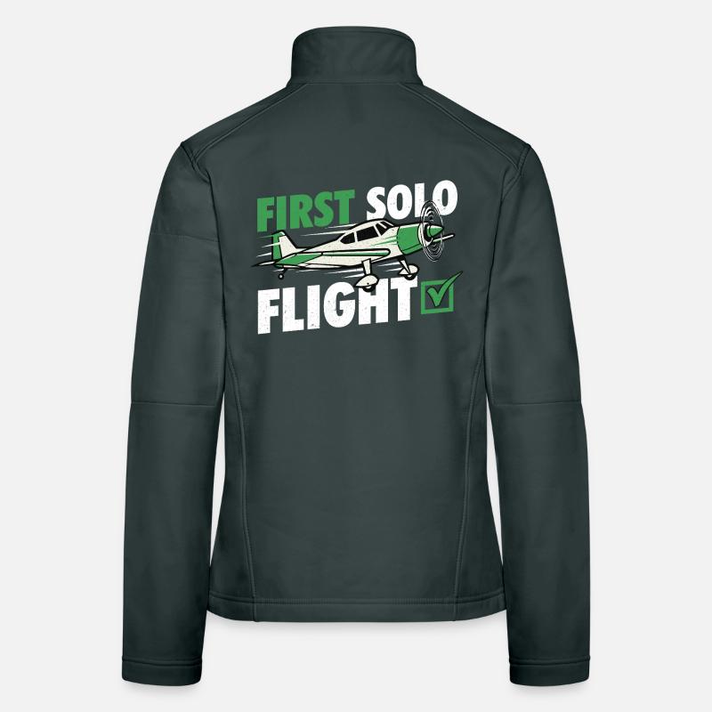 First Solo Flight Pilot Humor Aviation Student  Women's Softshell Jacket