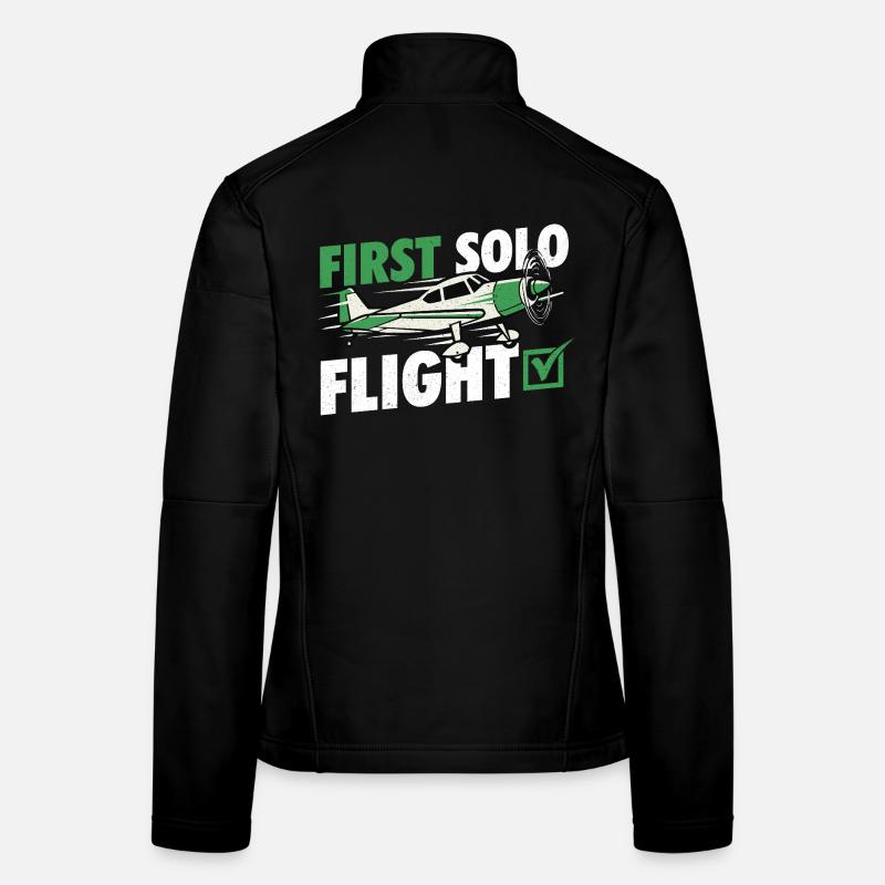 First Solo Flight Pilot Humor Aviation Student  Women's Softshell Jacket
