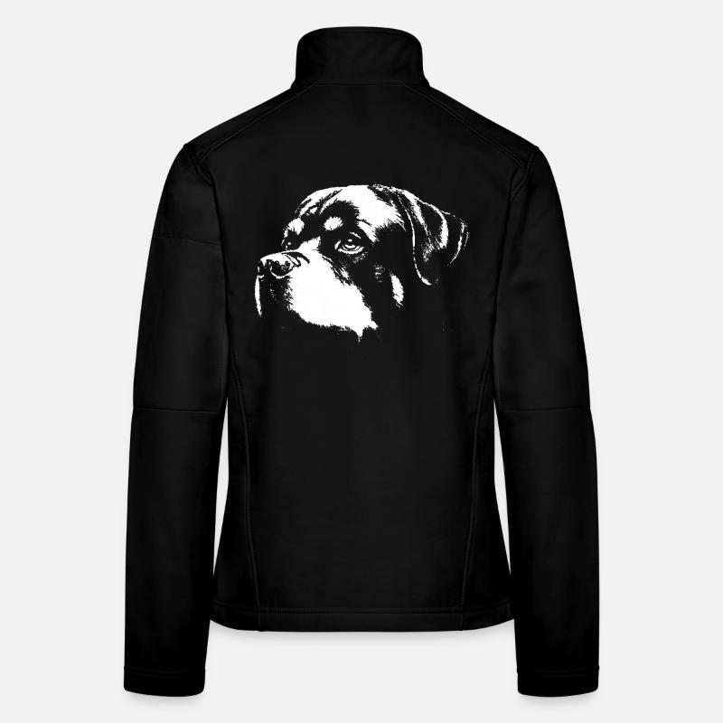 Chien Rott Silhouette Noir Blanc Veste en tissu softshell Femme